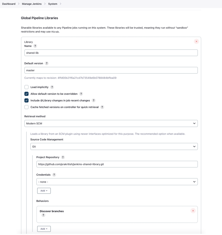 Global Shared Library Setting